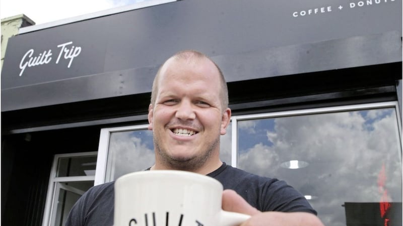 The new Guilt Trip ,coffee and donuts shop in east Belfast is owned by Ulster rugby players Callum Black (pictured) and Darren Cave. Picture by Hugh Russell 