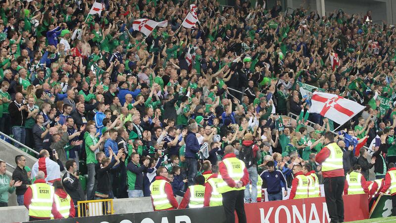Northern Ireland's fans at Windsor Park in Belfast. Picture by David Maginnis, Pacemaker Press&nbsp;