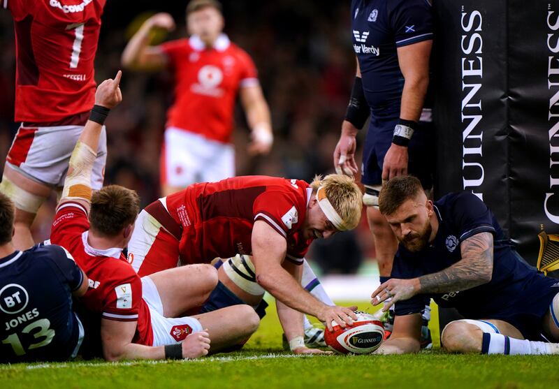 Aaron Wainwright scored one of Wales’ four second-half tries against Scotland
