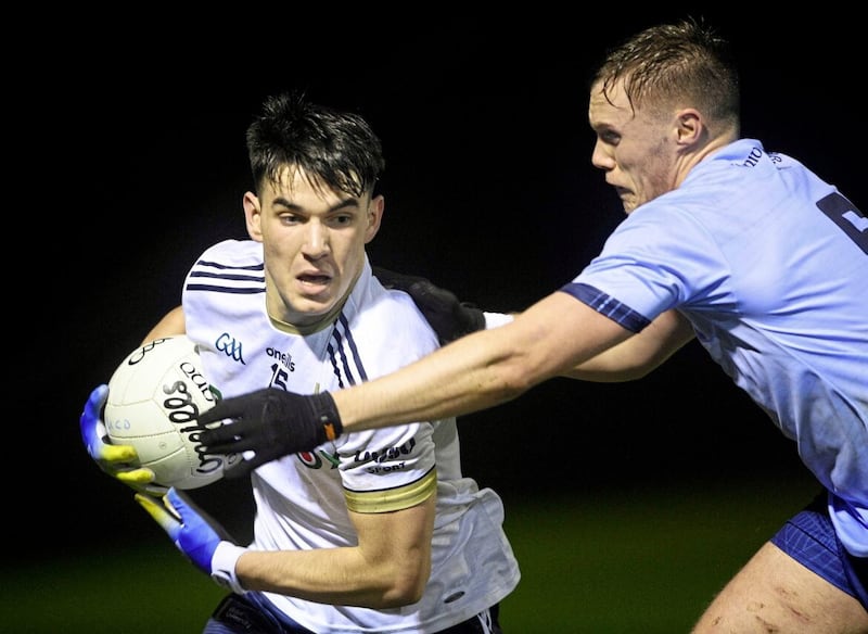 Conor Cush grabbed a goal for Ulster University right at the death, but it was too little too late as UCD progressed. Picture by Mark Marlow. 