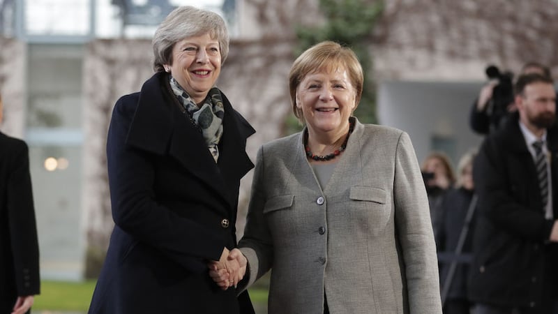 &nbsp;Theresa May got locked in her car ahead of a crunch meeting with Angela Merkel