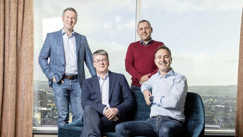 SeeMeHired.com directors (from left) Gary Irvine (chief executive) Alastair Bell, Johnny Matthews (chief operating officer) and Gareth Neil 