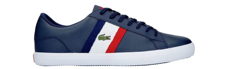 Lacoste Lerond trainers with Side Stripe in Navy Leather, &pound;70, ASOS 