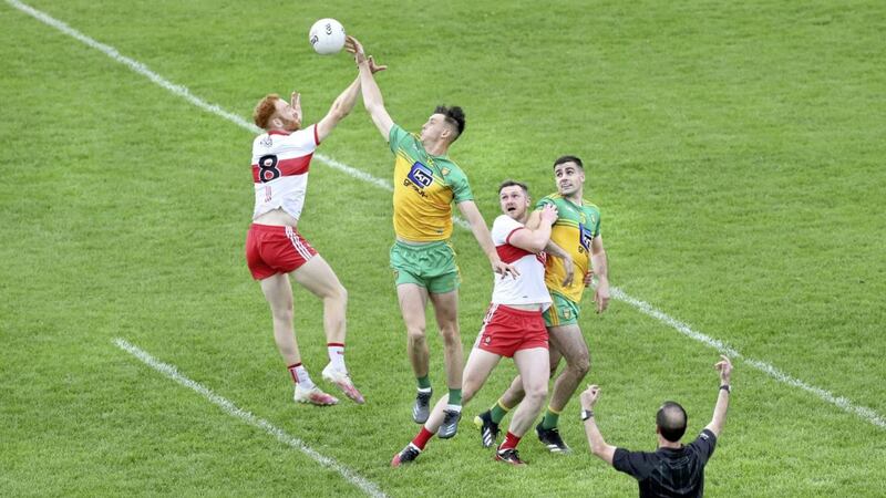 Donegal just pipped their Derry neighbours in last year&#39;s Ulster Championship but can the Oak Leafers turn the tables in Sunday&#39;s Ulster final? Picture: Margaret McLaughlin 