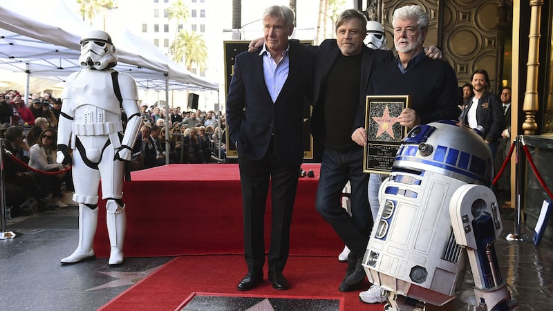 George Lucas also joined the Luke Skywalker actor as he was honoured with a star on Hollywood Boulevard.