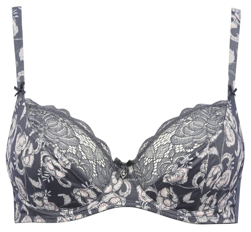 M&amp;Co Padded Grey Floral Underwire Bra, &pound;16, available from M&amp;Co