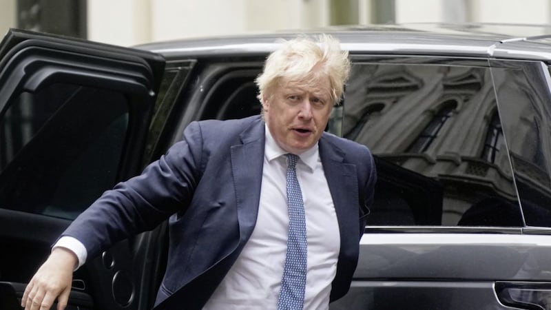 Prime Minister Boris Johnson returns to 10 Downing Street after delivering his statement to the House of Commons about the Sue Gray report into parties in Whitehall during lockdown. 