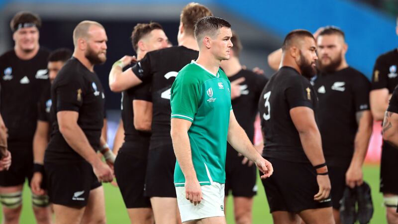 Ireland’s Johnny Sexton walks off dejected after the 2019 Rugby World Cup quarter-final defeat by New Zealand (Adam Davy/PA)