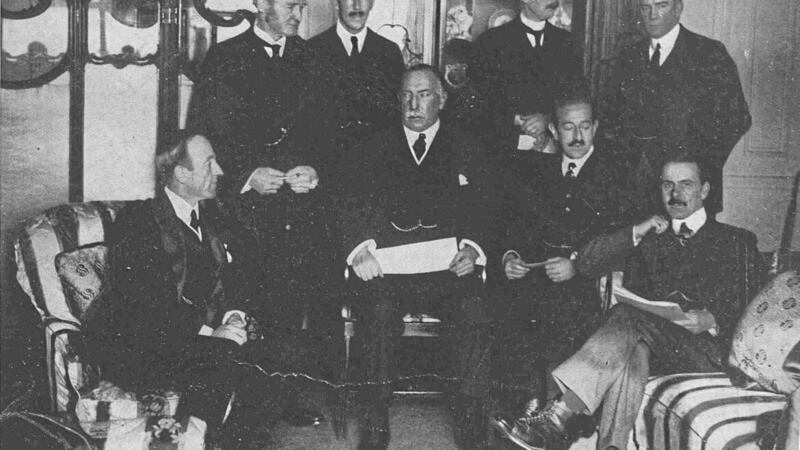 James Craig and other members of the Northern Ireland cabinet in London in November 1921 during the Anglo-Irish Treaty negotiations 