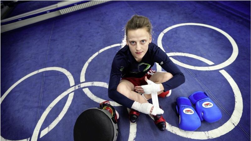 Monkstown feather Michaela Walsh faces France&#39;s Mona Mestiaen in Paris today, as she bids to move a step closer to realising her Olympic dream. Picture by Hugh Russell 