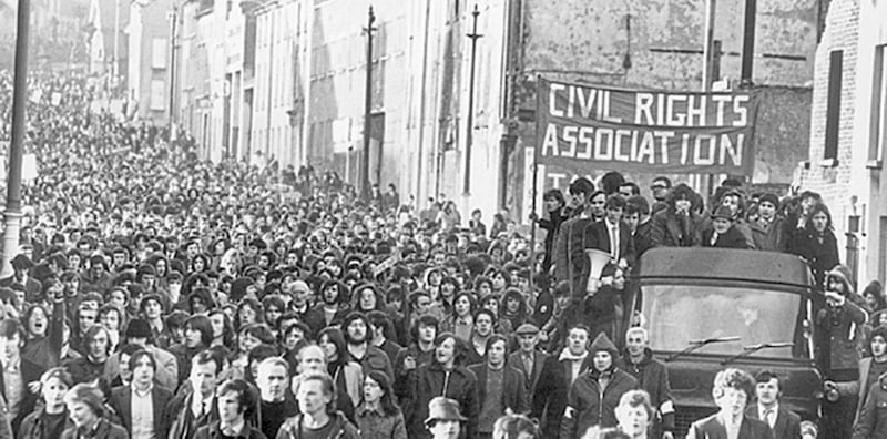 Marchers on Bloody Sunday in Derry 