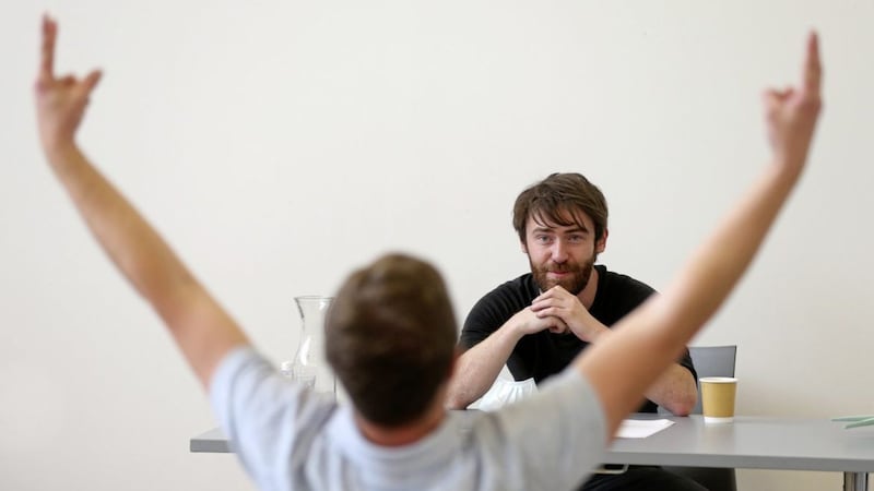 Director Matthew McElhinney rehearsing with actor Matthew Forsythe at The MAC. Picture by Mal McCann 