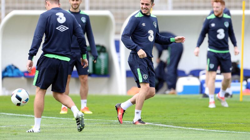 The Republic of Ireland's Robbie Brady during a training session &nbsp;at the Stade de Montbauron in Versailles on Wednesday<br />Picture by AP&nbsp;