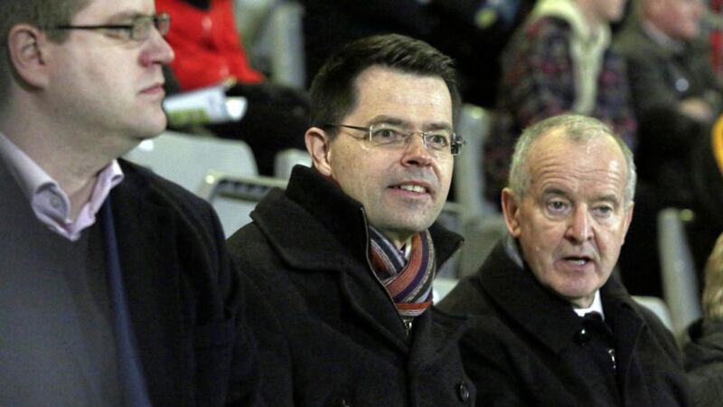 James Brokenshire MP, Secretary of State for Northern Ireland, with Michael Hasson, President Ulster Council, GAA at last weekend&#39;s McKenna Cup final 