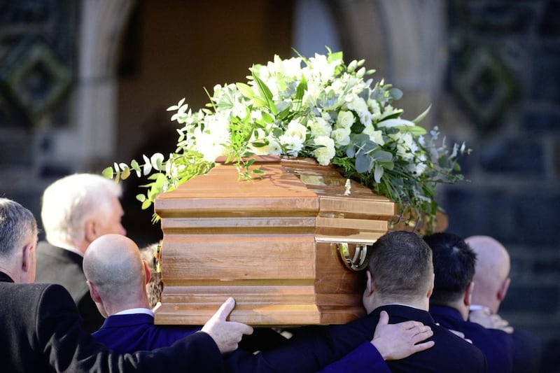 The funeral of Mr Robinson took place at Holy Trinity Parish Church in Banbridge. Picture by Arthur Allison/Pacemaker 