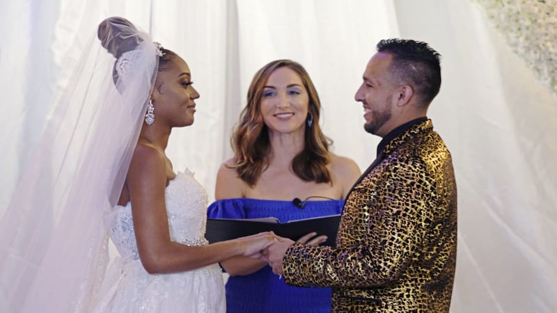 The Wedding Coach: Bride Savannah, host Jamie Lee and groom Cesar 