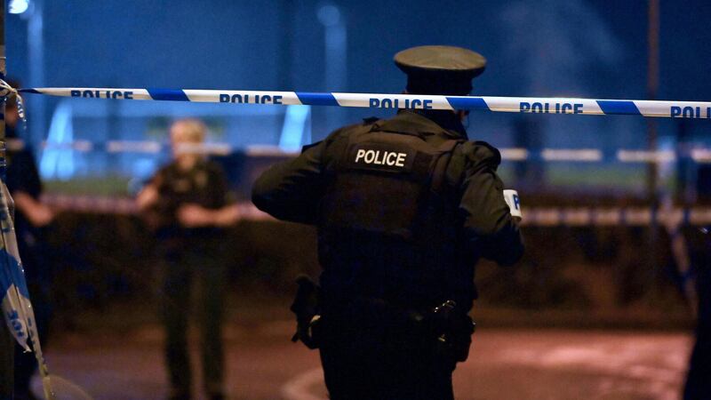 PSNI officers in Omagh following the attempted murder of DCI John Caldwell in February.  Picture: Oliver McVeigh/PA Wire.