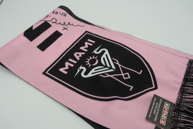 An Inter Miami scarf signed by David Beckham