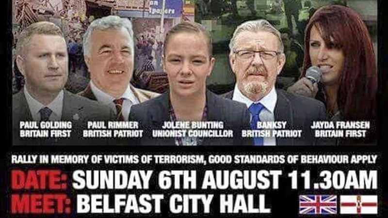 A poster promoting the rally involving Jolene Bunting 