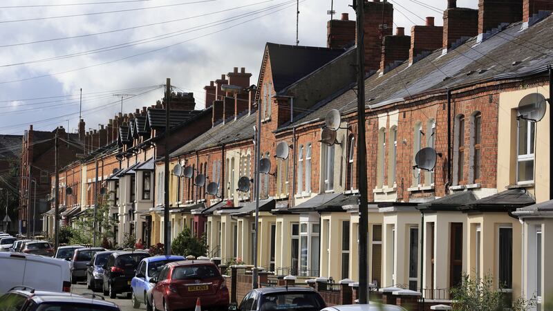 A row of red brick terraced houses in south Belfast.