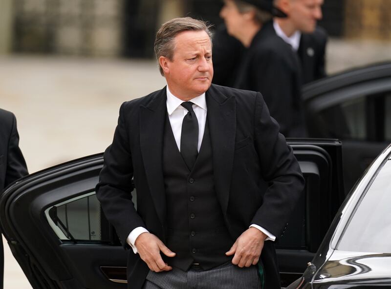 Former Prime Minister David Cameron arrives for the State Funeral of Queen Elizabeth II