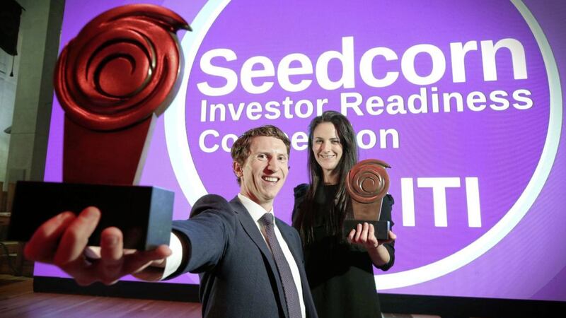 Seedcorn winners Brendan Boland from Loci Orthopaedics and Suzanne Moloney from HidraMed Solutions. Photo: Kelvin Boyes/Press Eye 