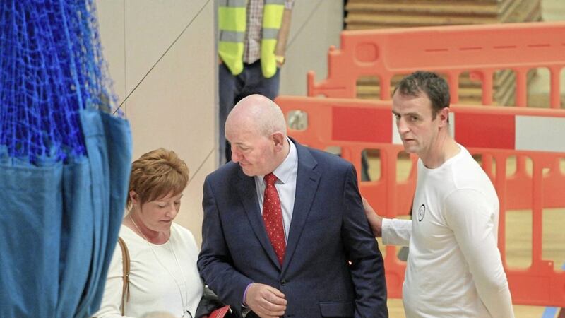 SDLP assembly member Mark H Durkan with his uncle Mark Durkan (centre) shortly after he lost his Foyle seat last week. Picture by Margaret McLaughlin 