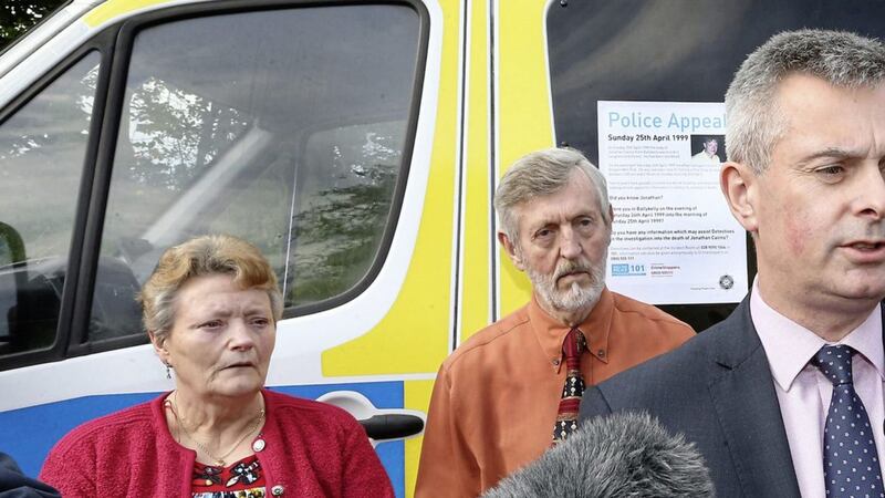 Hazel and Raymond Cairns made an emotional appeal for information about the murder of their teenage son 20 years ago. Picture by Margaret McLaughlin