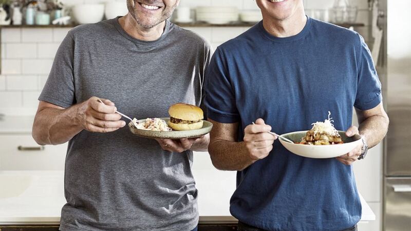 Simon Rimmer, left, and Tim Lovejoy from Channel 4 show Sunday Brunch whose new publication, The Sunday Brunch Cookbook, is out now 