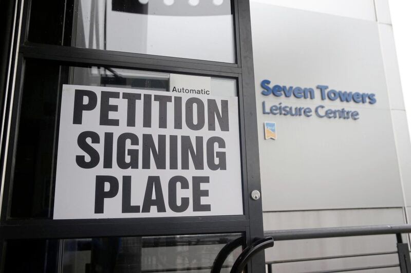 The Seven Towers Leisure Centre in Ballymena was one of three venues where the petition to oust Ian Paisley could be signed. Picture by Mal McCann
