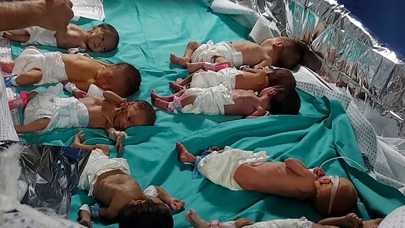 Prematurely born Palestinian babies in Shifa Hospital in Gaza City (Dr Marawan Abu Saada/AP)