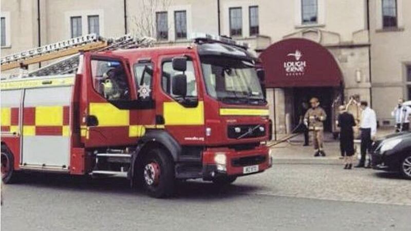 Three fire appliances were dispatched to a small fire at the luxury Lough Erne Resort in Co Fermanagh. Picture via social media 