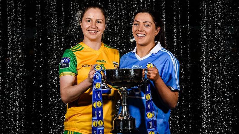 Donegal's Roisin Friel (left) Sinead Goldrick of Dublin, at the launch of the 2018 Lidl National Ladies Football Championship