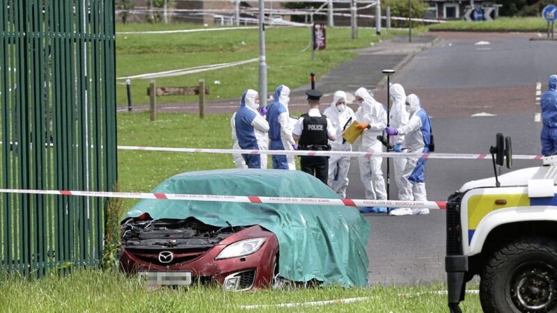 The victim&#39;s body was found in a stolen car which crashed in Derry&#39;s Galliagh area early on Saturday morning. Photograph by Margaret McLaughlin 