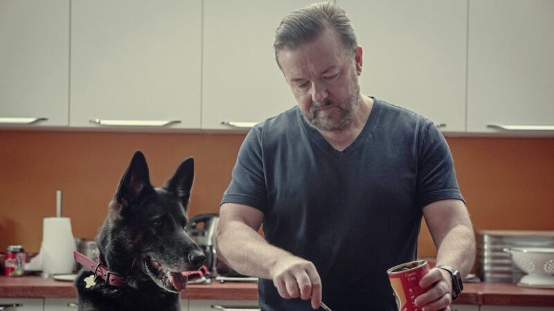 Ricky Gervais in a scene from the latest After Life series on Netflix 