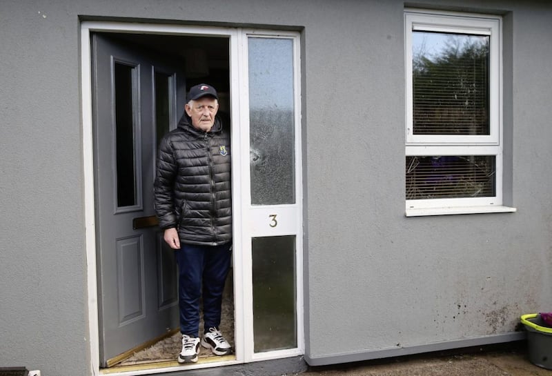 Gerard Stevenson at his home at Lisanally Gardens after it was attacked Picture by Hugh Russel. 