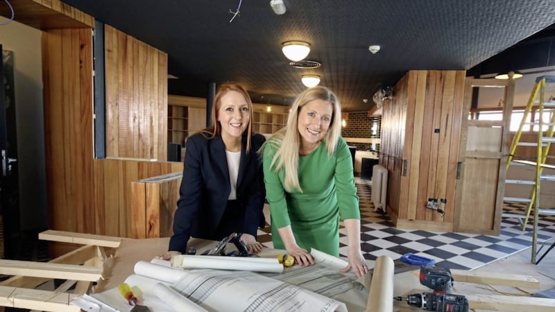 Titanic Belfast&#39;s head of business and leisure sales Laura Cowan and chief executive Judith Owens launch plans for Hicksons Point. Photo: Darren Kidd/PressEye     