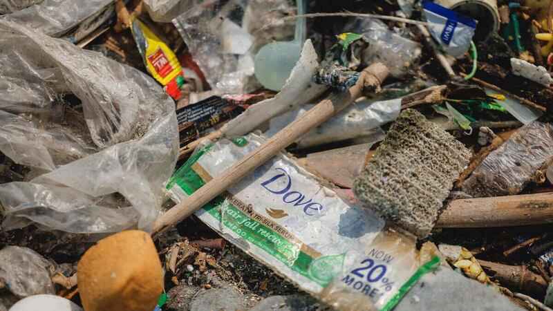 Plastic rubbish, including from company Dove around Freedom Island at Las Pinas, Philippines (C Jilson Tiu/Greenpeace Philippines/PA)