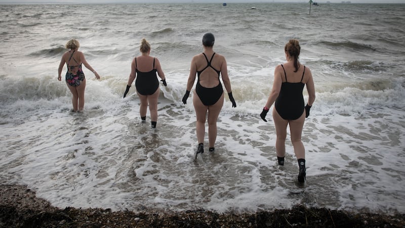 Swimmers take a dip at Thorpe Bay near Southend
