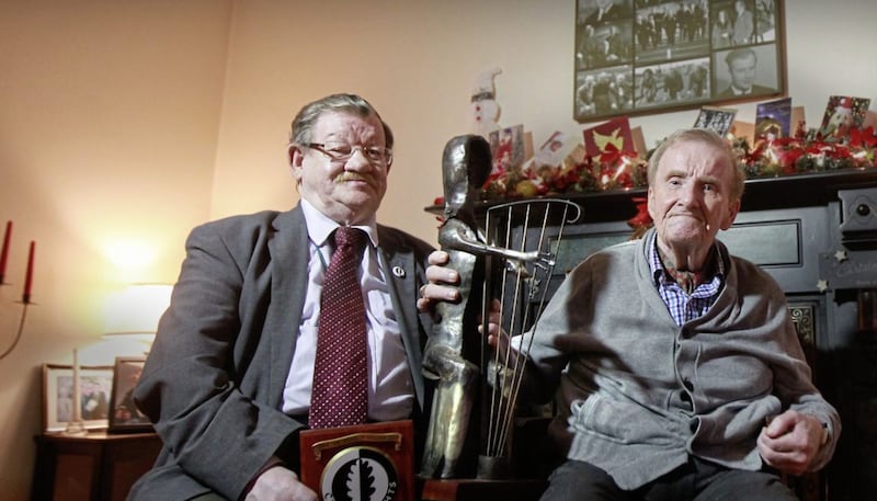 Fionnbarra O Dochartaigh (left) and former Stormont MP Ivan Cooper were among the leaders of the civil rights movement in 1968. Picture by Margaret McLaughlin