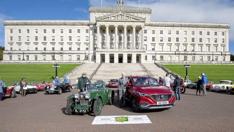 The MG Car Club&#39;s Ulster Centre has marked its 90th anniversary. Among the cars taking part in the socially-distanced celebrations were bookends from the famous marque&#39;s storied history - Simon and Emily Johnston&#39;s 1933 MG J2 and Bill McMahon&#39;s 2020 MG ZS EV. Picture by Ray Brown 