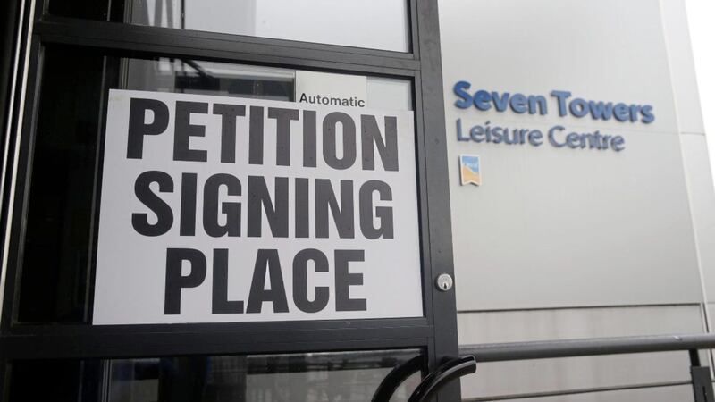 The Seven Towers Leisure Centre in Ballymena is one of three venues where a petition to oust Ian Paisley can be signed. Picture by Mal McCann 