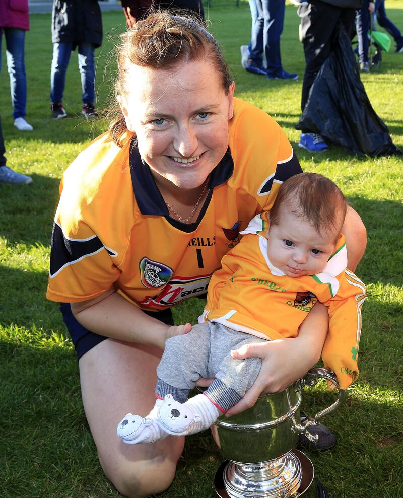 CHILD&rsquo;S PLAY Karen Haughey with her then-eight-week-old son Cormac after&nbsp;Clonduff beat Portaferry in the Down senior camogie final in October 2018.<br />Picture: Philip Walsh&nbsp;