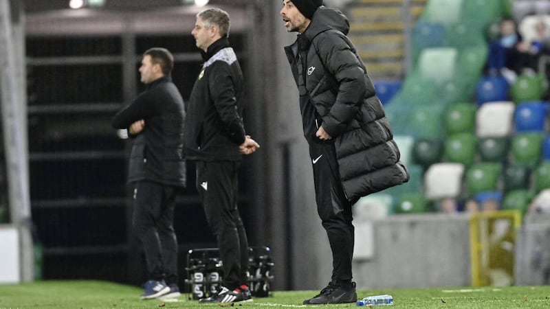 Larne manager Tiernan Lynch watched his side lose 1-0 to Linfield on Tuesday evening and wants to see a reaction when they host Coleraine on Friday night Picture: Pacemaker 