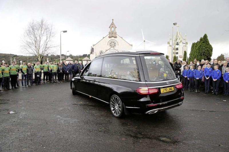 School principal Francis Lagan was laid to rest today. Picture by Hugh Russell