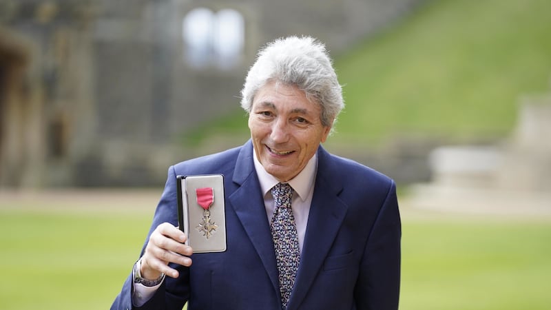 Paul Mayhew-Archer, 68, received his MBE for services to people with Parkinson’s disease and cancer from the Princess Royal at Windsor Castle.