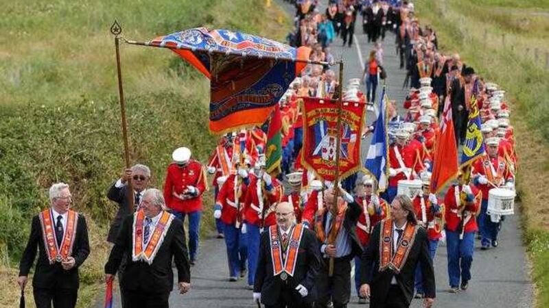 Marchers take part in the annual Rossnowlagh orange parade in Co Donegal 