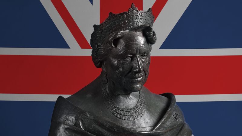 The bronze bust of the Queen Mother shows the royal matriarch wearing her favourite Greville tiara – now often worn by Camilla.