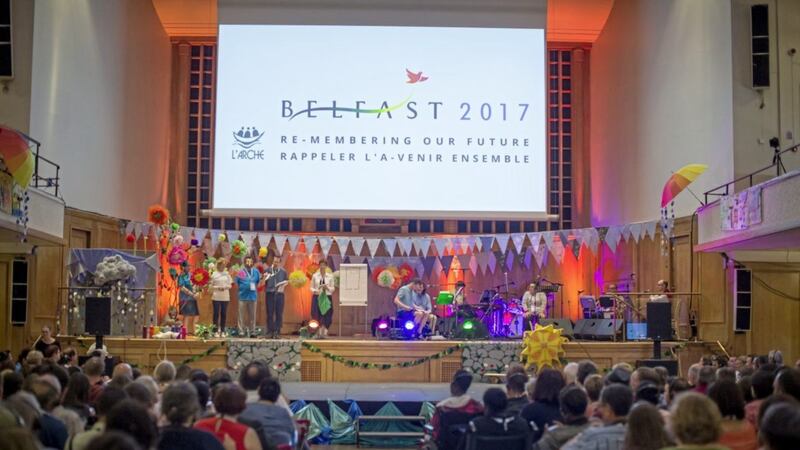 A truly international gathering of 500 people from 37 countries, with and without learning disabilities, met in Belfast as L&#39;Arche held its Federation Assembly in Northern Ireland. Picture by Elodie Perriot. 