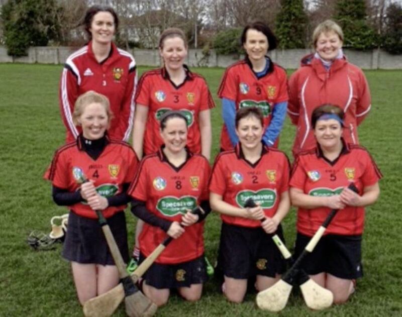 Joan Henderson (back row, second from right) and some other of her Down team-mates taking part in a &quot;Legends&quot; tournament in Dublin a few years ago. Back row:Teresa McGowan, Pauline Greene, Joan Henderson, Guinevra McGilligan, Front: M&aacute;ir&iacute;n McAleenan, Colleen Reilly, Valerie Loughran, Donna Mullan